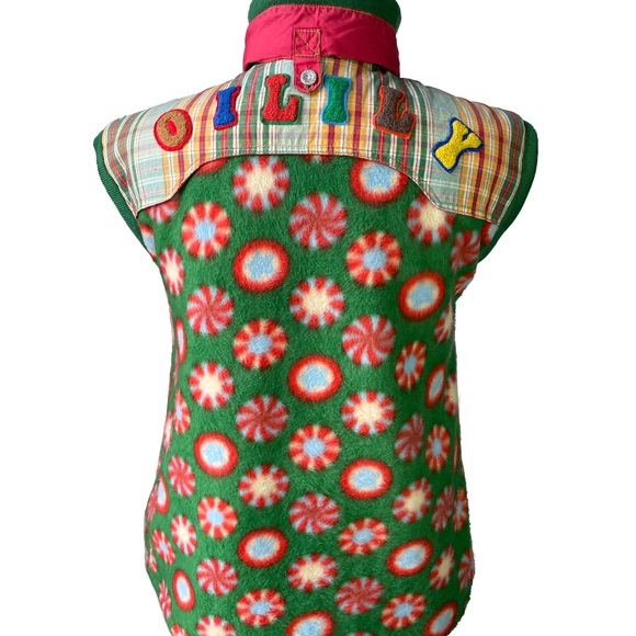 OILILY Vintage Vest Spell-Out Embroidery Peppermint Swirl Candy Print Small - Picture 4 of 11
